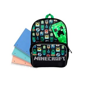 Minecraft Unisex Black Printed Backpack
